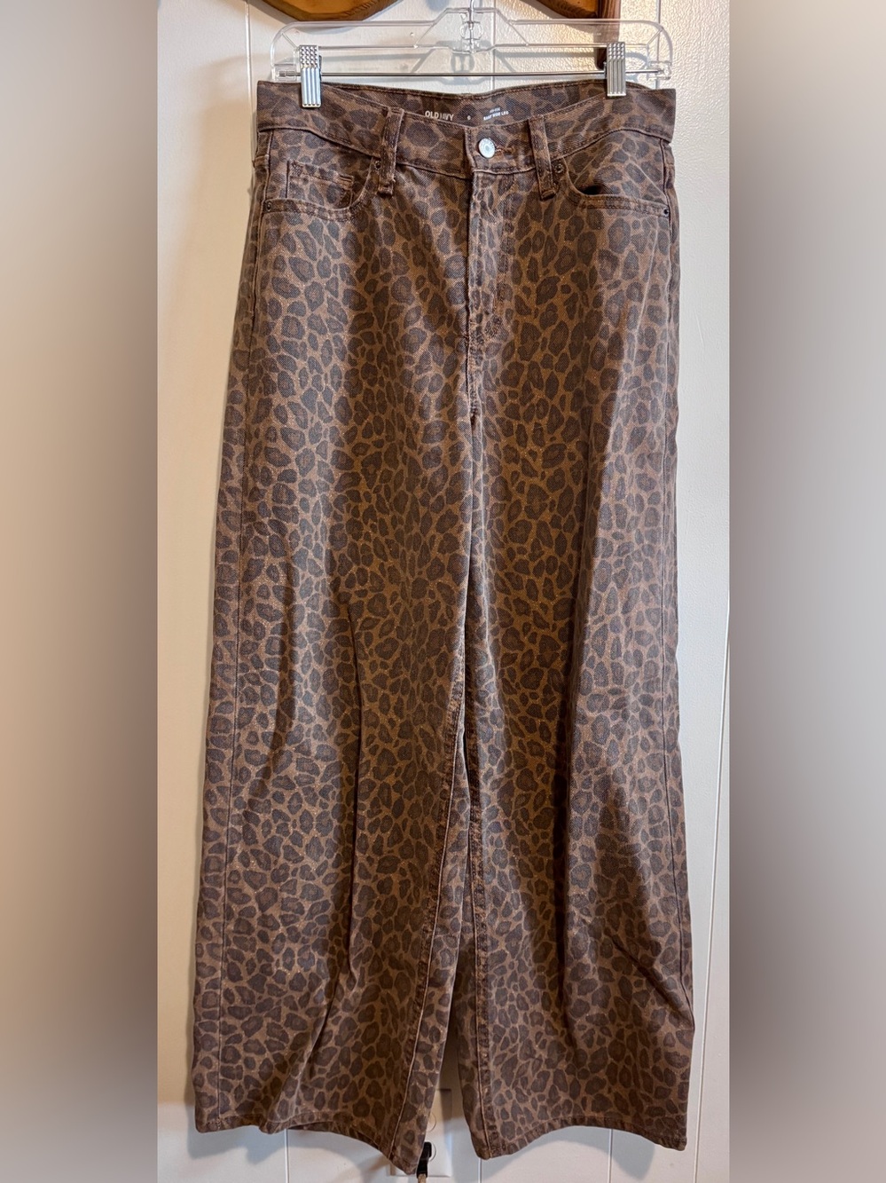 Old Navy High-Rise Wide-Leg Jeans - Brown Leopard Print